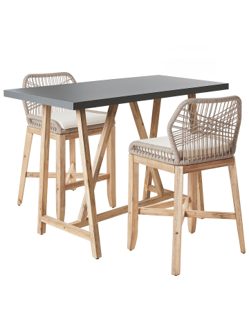 Beliani 3-tlg Bistro Set TALAMONE in Braun/Grau/Beige