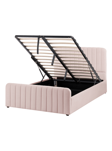 Beliani Doppelbett LUNAN in Rosa/Schwarz - (W) 127 x (H) 100 x (L) 216 cm