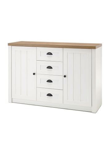 Feldmann-Wohnen Sideboard Provence Pinie weiß / Eiche hell 130 / 43 / 88cm
