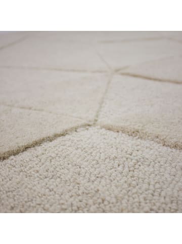 KADIMA DESIGN Wollteppich Kurzflor DEBEN Geometrisch Abstrakt Handgetuftet in Natur