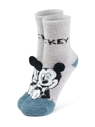Disney Mickey Mouse 3D ABS Kuschelsocken Stoppersocken Socken (2er Pack) in blau/grau