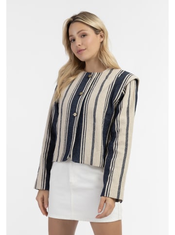 DreiMaster Damen Kurze Blazerjacke in Dunkelmarine Wollweisser Streifen