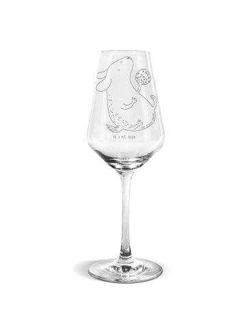 Mr. & Mrs. Panda Weißwein Glas Hund Keks ohne Spruch in Transparent