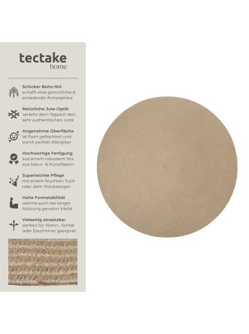 tectake Geflochtener Teppich Vibe, strapazierfähig und pflegeleicht, braun