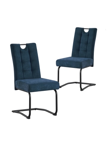 B&D Home 2er-Set: Esszimmerstuhl SOFIA in Blau - (B)48 x (H)96 x (T)60 cm