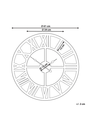Beliani Wanduhr NOTTWIL in Gold - (W) 61 x (H) 61 x (L) 2 cm
