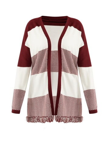 VIRITA Women Offener Strick Cardigan in Bordeaux Weiss