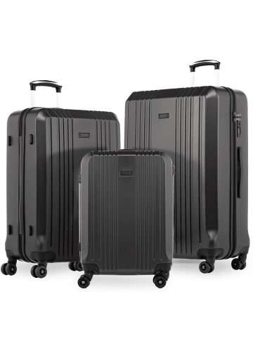 FERGÉ Kofferset Hartschale 3 teilig Koffer Set CANNES TSA-Schoß in grau