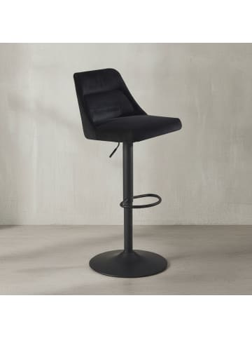 KADIMA DESIGN Barhocker Samt Hocker mit Lehne 86 - 106 cm, Küchenhocker in Schwarz