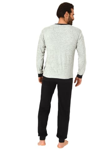 NORMANN Frottee Pyjama Schlafanzug Bündchen und Rundhals - 51518 in dunkelgrau