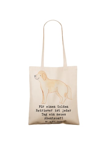 Mr. & Mrs. Panda Tragetasche Golden Retriever Abenteuer mit Spruch in Creme