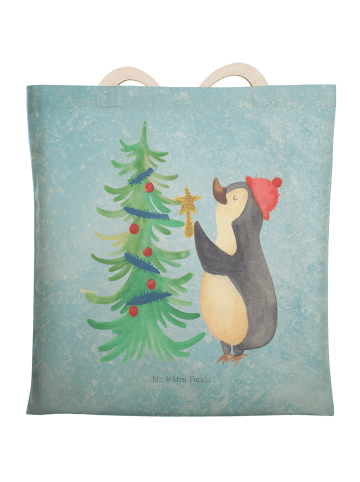 Mr. & Mrs. Panda Henkeltasche Pinguin Weihnachtsbaum ohne Spruch in Eisblau