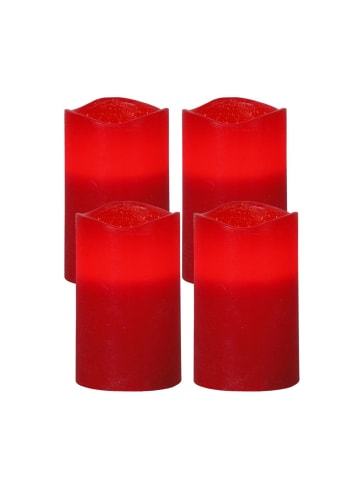 MARELIDA 4er LED Kerzenset in rot H: 12,5cm