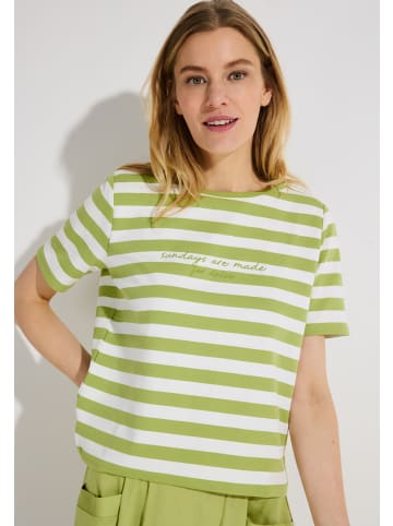 More & More sportives  Kurzarmshirt, gestreift in pistachio/offwhite