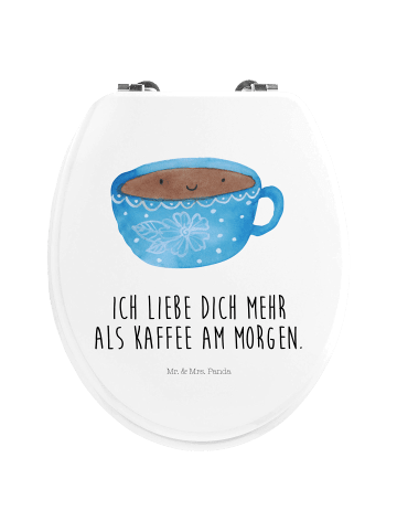 Mr. & Mrs. Panda Motiv WC Sitz Kaffee Tasse mit Spruch in Weiß