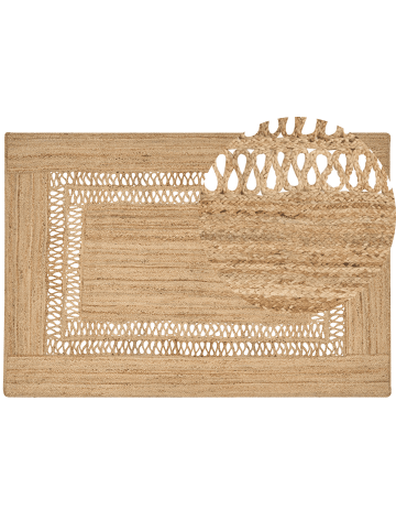 Beliani Geflochtener Teppich YENIKOY in Beige - (W) 160 x (L) 230 cm