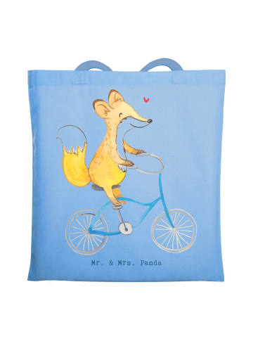 Mr. & Mrs. Panda Shopping Tasche Fuchs Fahrrad fahren ohne Spruch in Sky Blue