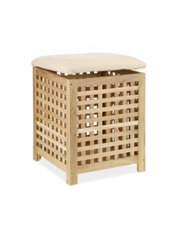 relaxdays Wäschekorb in Natur/ Creme - (B)39 x (H)50 x (T)39 cm