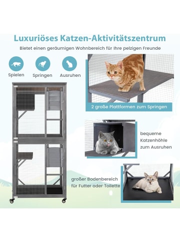 COSTWAY Katzenhaus Outdoor in Grau