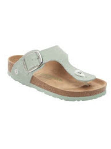 Birkenstock Damen Pantoletten Gizeh BB TEX RoughCanvas SurfG in Grün