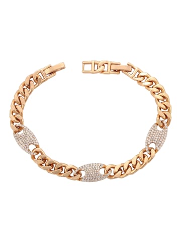 faina Women Chain Link Bracelet With Rhinestones in Rose Gold