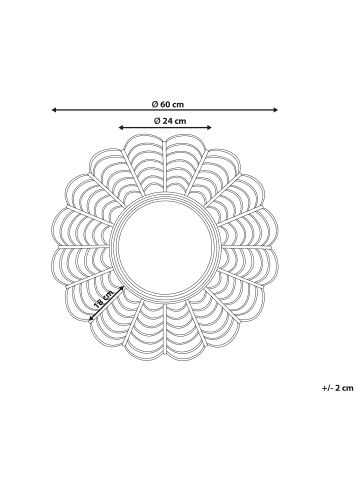 Beliani Dekospiegel TUMBIT in Braun - (W) 60 x (H) 60 x (L) 3 cm