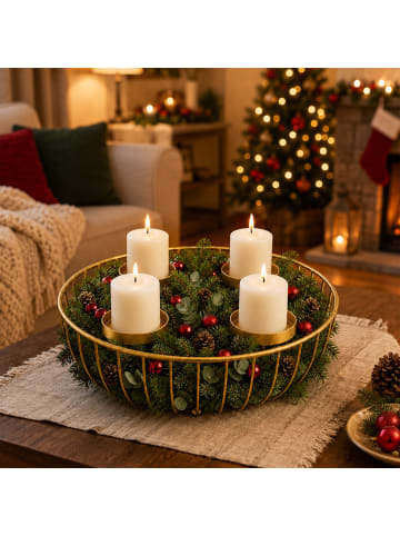 relaxdays Adventskranz in Gold - (H)10 x Ø 33 cm