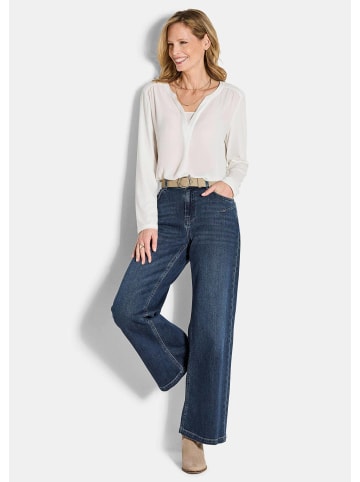 GOLDNER Kurzgröße:  Schlaghose 5-Pocket Jeans-Culotte VERA in dunkelblau