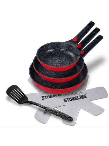 Stoneline SMART Pfannen-Set 3-teilig, abnehmbarer Griff in Rubin rot