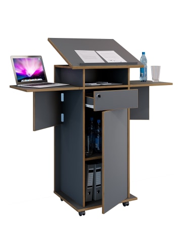 VCM Holz Stehpult Rednerpult Stehtisch Rollen Salia T in Anthrazit