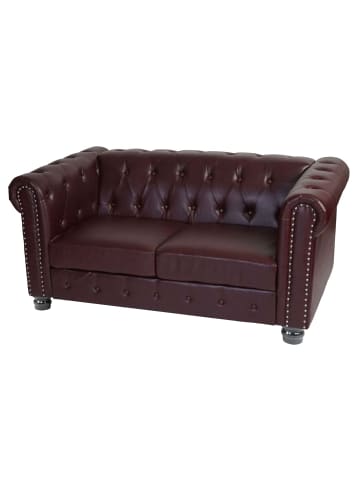 MCW Luxus 2er Sofa Chesterfield Edinburgh, Runde Füße, rot-braun