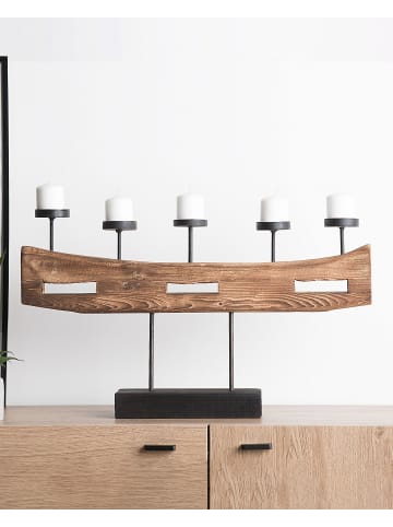 Beliani Kerzenständer GUATEMALA in Braun/Schwarz - (W) 60 x (H) 36 x (L) 11 cm