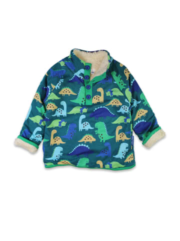 Toby Tiger Fleece Sweatshirt mit Dinosaurier Print in grün
