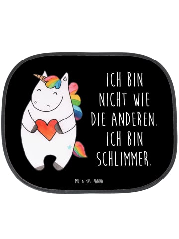 Mr. & Mrs. Panda Sonnenschutz Auto Einhorn Herz mit Spruch in Schwarz