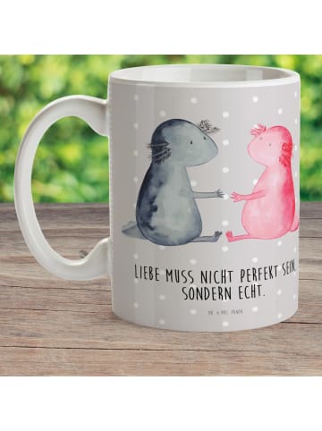 Mr. & Mrs. Panda Kaffeetasse Axolotl Liebe mit Spruch in Grau Pastell