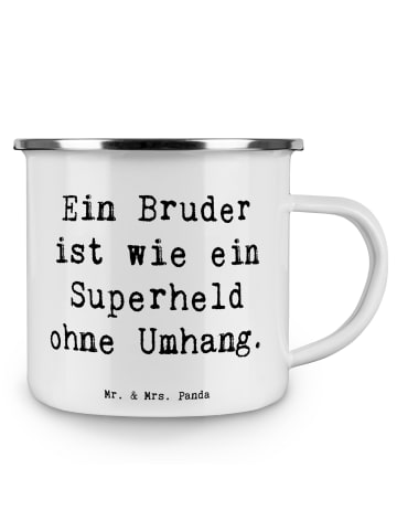 Mr. & Mrs. Panda Kaffeebecher Spruch Bruder Superheld mit Spruch in Weiß