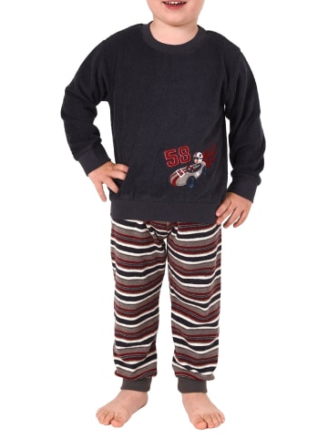 NORMANN Kinder Frottee Pyjama langarm Bündchen - 50785 in anthrazit