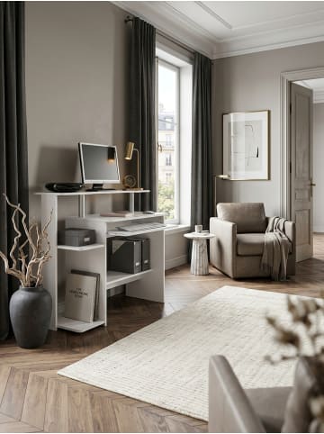 KADIMA DESIGN Computertisch | Weiß, 94x90.5x48.5cm, Tastaturauszug, Druckerablage