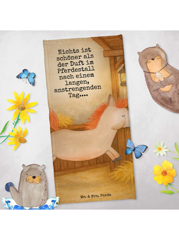 Mr. & Mrs. Panda Badehandtuch Pferd Springen Design mit Spruch in Weiß
