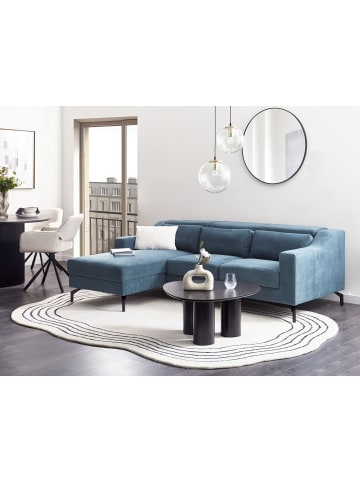 Beliani Ecksofa GLOSLI in Blau/Schwarz - (W) 220 x (H) 94 x (L) 157 cm rechtsseitig