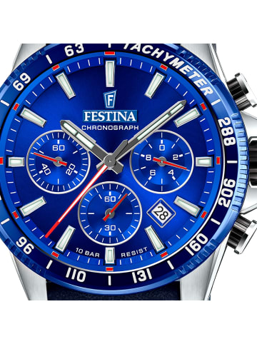 Festina Analog-Armbanduhr Festina Timeless Chronograph dunkelblau groß (ca. 45mm)