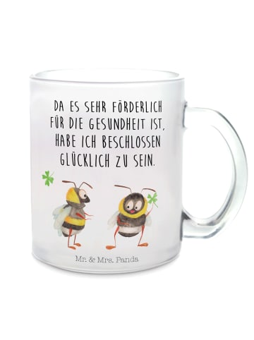 Mr. & Mrs. Panda Teetasse Hummeln Kleeblatt mit Spruch in Transparent