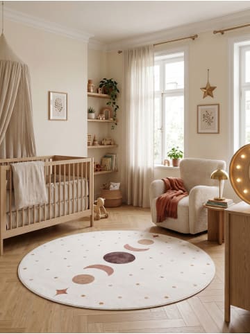 KADIMA DESIGN Flachgewebeteppich Art-Déco Bögen Retro Waschbar in Creme