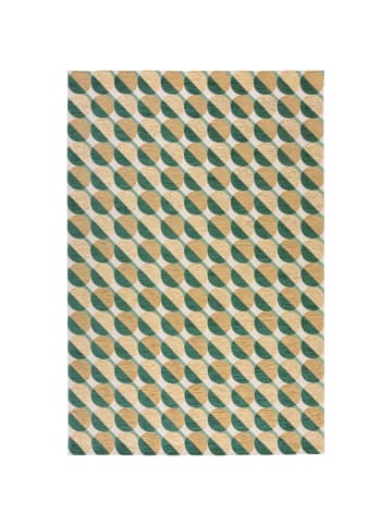 KADIMA DESIGN Teppich Kurzflor Kreis Muster, Geometrisch, Wohnzimmer in Grün-Natur