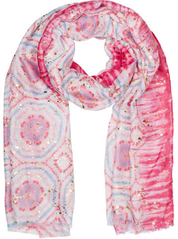 styleBREAKER Schal mit Batik Muster in Pink-Hellblau