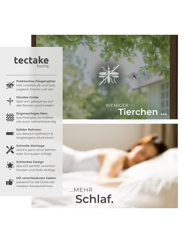 tectake Insektenschutzgitter für Fenster 100x120 cm zuschneidbar wetterfest