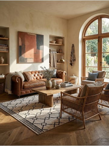 KADIMA DESIGN Teppich Kurzflor Strapazierfähig PERRAN Berber Wohnzimmer Wohnlich in Weiß