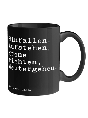 Mr. & Mrs. Panda Heißgetränkebecher Hinfallen, Aufstehen, Krone ... in Schwarz