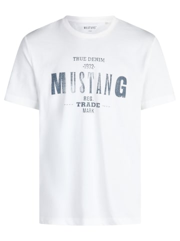Mustang T-Shirt Basic Print Tee in Weiß