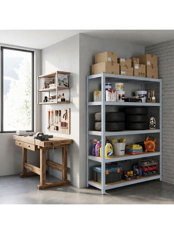 relaxdays Schwerlastregal in Grau/ Braun - (B)100 x (H)200 x (T)60 cm
